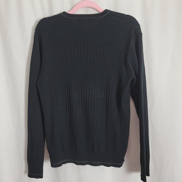 Nick(it) Sweater Men's Medium Black V-neck stretch RETRO Y2K vintage acrylic - Picture 2 of 8